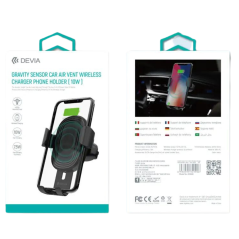 Support Voiture Chargeur Sans Fil de grille d'aération 10W - Devia - Noir — Devia · Smarty Paris 18e